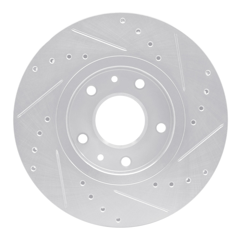 Nissan Kicks Brake Rotor (1) - Front Left - R1 Concepts - Drilled & Slotted - Silver - `20-`25